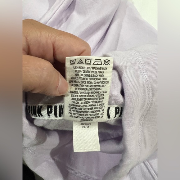 VS pink Victoria Secret purple cowl neck hoodie pullover L large - Picture 5 of 5